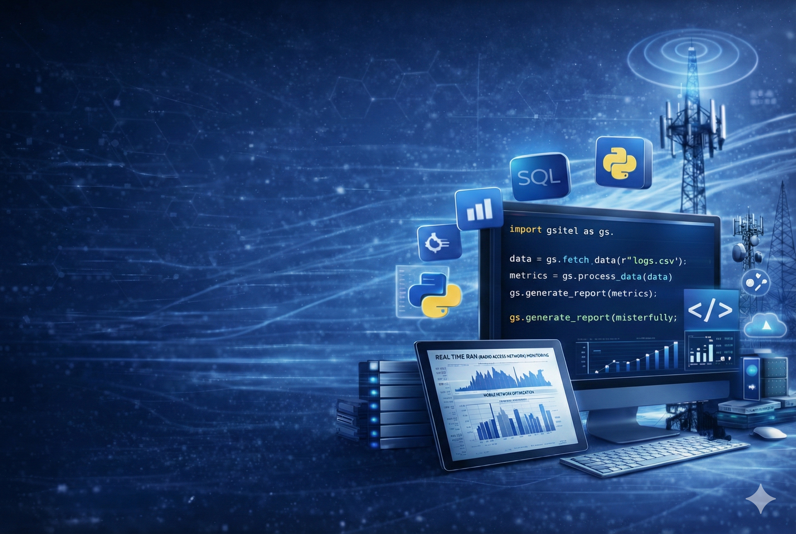 Fondo tecnológico con tonos azules de GSITEL